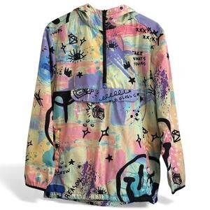 REASON NYC Graffiti Print Half-Zip Windbreaker Jacket Size M‎ Men's